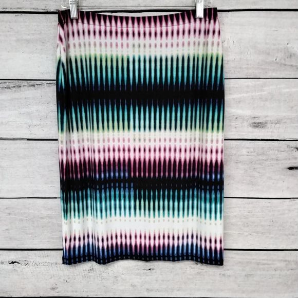 Rafaella Skirt Multicolor Stretch Knit Elastic Waist Pencil  Sz M Slinky Office - Picture 4 of 8